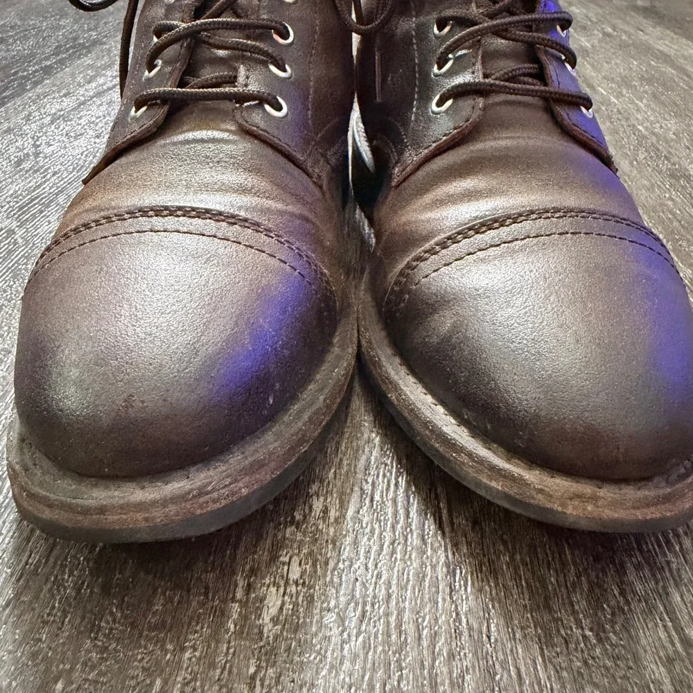Thursday Boot Co Captain Boot Men Size 8 Dark Brown Leather Lace Up Cap Toe